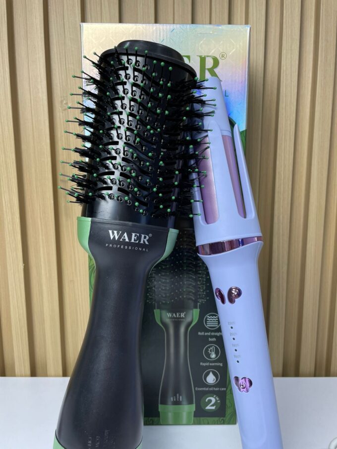 Combo Waer 038 – Cepillo Secador + Rizador Automático
