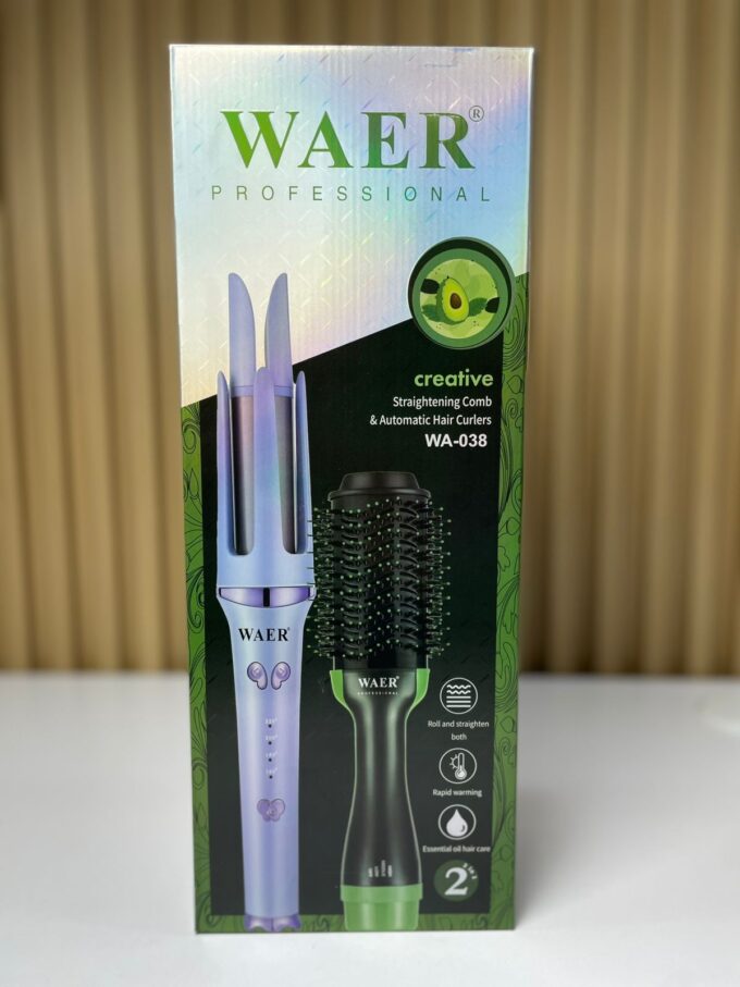 Combo Waer 038 – Cepillo Secador + Rizador Automático