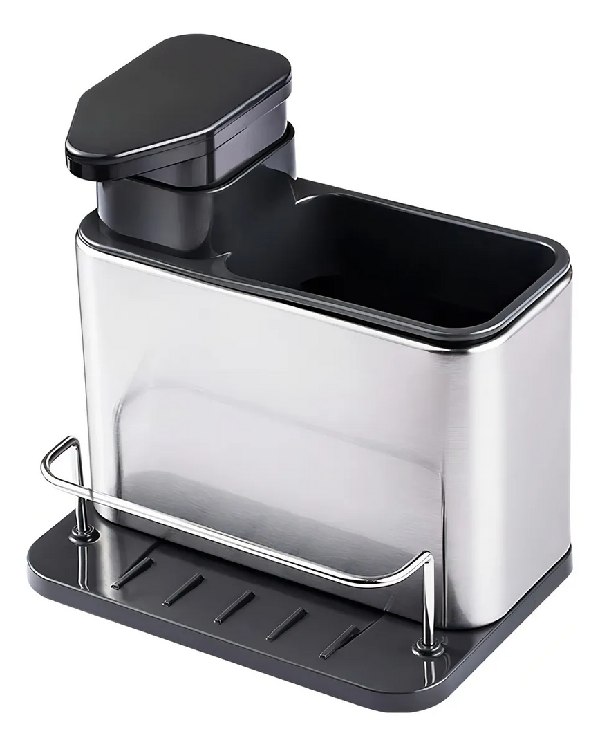 Dispensador De Jabon Metalico Con Soporte 3 En 1